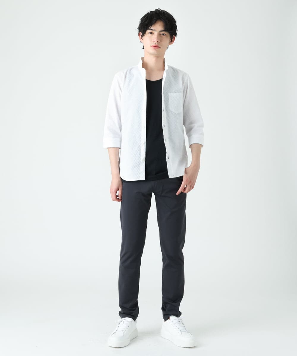 MKBFS63130 MK MICHEL KLEIN HOMME(MKミッシェルクランオム) SOLOTEXフェザーへリンボンシャツ ホワイト(90)