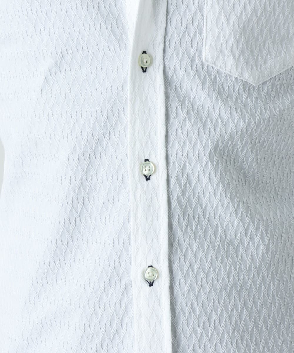 MKBFS63130 MK MICHEL KLEIN HOMME(MKミッシェルクランオム) SOLOTEXフェザーへリンボンシャツ ホワイト(90)