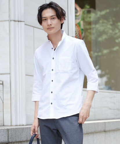 MKBFS63130 MK MICHEL KLEIN HOMME SOLOTEXフェザーへリンボンシャツ