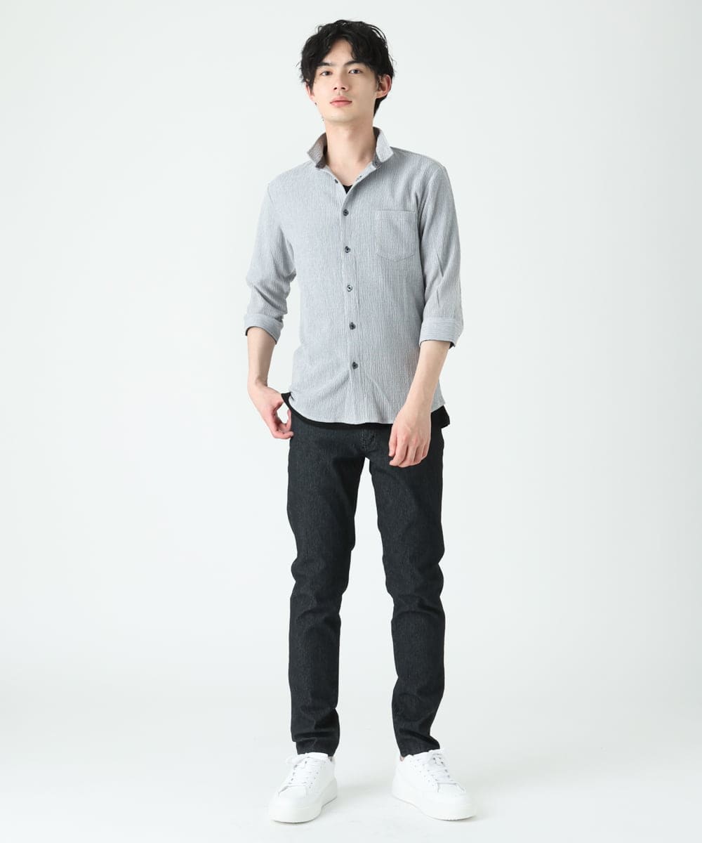 MKBFU21130 MK MICHEL KLEIN HOMME(MKミッシェルクランオム) ドライヨウリュウシャツ ライトグレー(91)