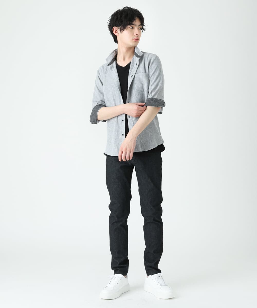 MKBFU21130 MK MICHEL KLEIN HOMME(MKミッシェルクランオム) ドライヨウリュウシャツ ライトグレー(91)