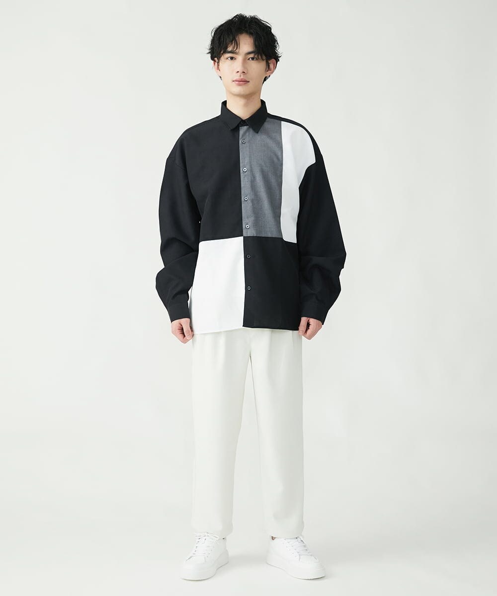 MKBFU80095 MK MICHEL KLEIN HOMME(MKミッシェルクランオム) ブロック切り替えシャツ ブラック(94)