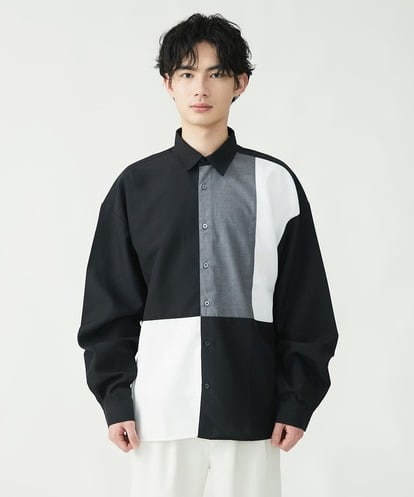 MKBFU80095 MK MICHEL KLEIN HOMME ブロック切り替えシャツ