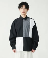 MKBFU80095 MK MICHEL KLEIN HOMME(MKミッシェルクランオム) ブロック切り替えシャツ ブラック(94)