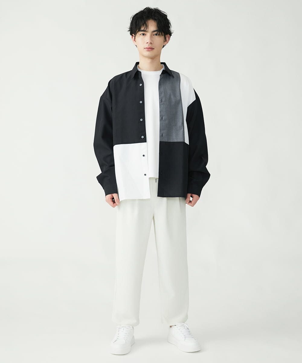 MKBFU80095 MK MICHEL KLEIN HOMME(MKミッシェルクランオム) ブロック切り替えシャツ ブラック(94)