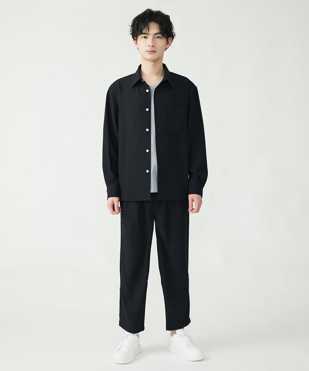 MKBFU85130 MK MICHEL KLEIN HOMME(MKミッシェルクランオム) サテンプリーツシャツ ブラック(94)