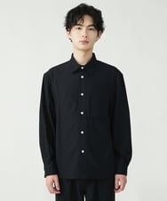 MKBFU85130 MK MICHEL KLEIN HOMME(MKミッシェルクランオム) サテンプリーツシャツ ブラック(94)