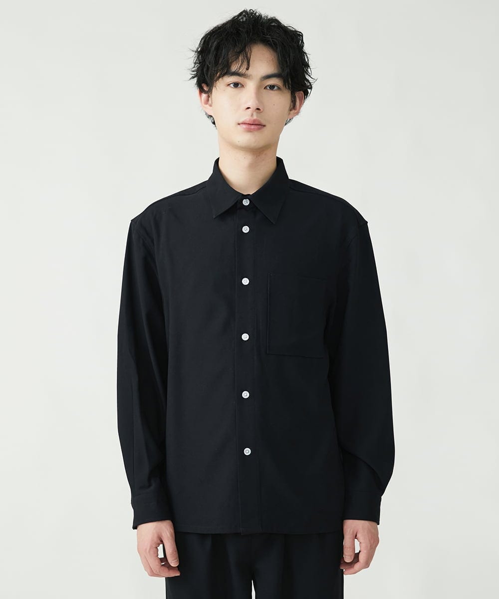 MKBFU85130 MK MICHEL KLEIN HOMME(MKミッシェルクランオム) サテンプリーツシャツ ブラック(94)