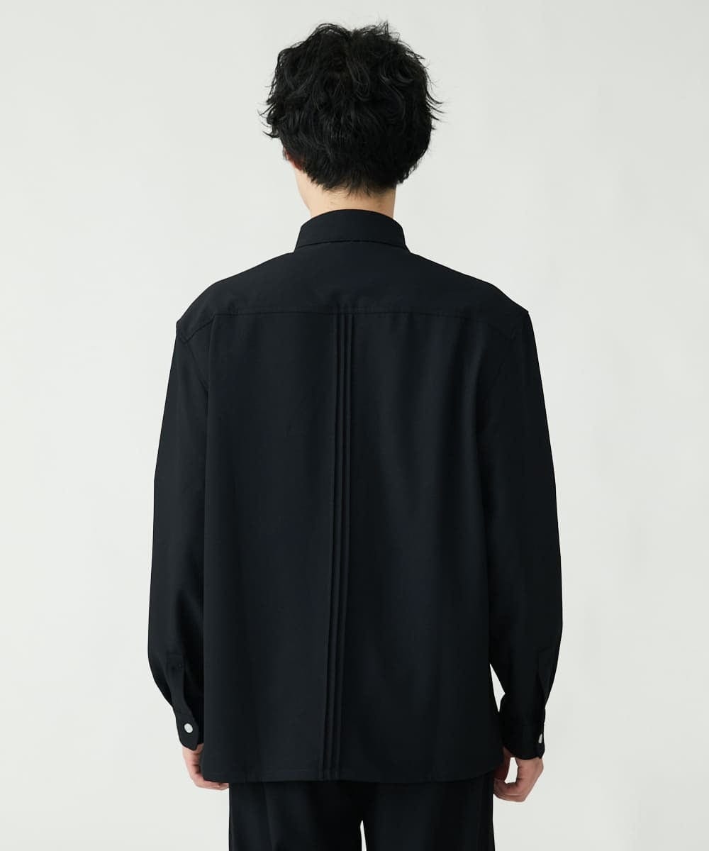 MKBFU85130 MK MICHEL KLEIN HOMME(MKミッシェルクランオム) サテンプリーツシャツ ブラック(94)
