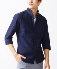 MKBFV63130 MK MICHEL KLEIN HOMME(MKミッシェルクランオム) SOLOTEXフェザーへリンボンシャツ ネイビー