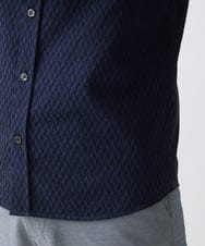 MKBFV63130 MK MICHEL KLEIN HOMME(MKミッシェルクランオム) 【日本製生地/ONOFF対応】七分袖シャツ/SOLOTEXフェザーへリンボン ネイビー