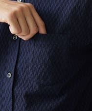 MKBFV63130 MK MICHEL KLEIN HOMME(MKミッシェルクランオム) 【日本製生地/ONOFF対応】七分袖シャツ/SOLOTEXフェザーへリンボン ネイビー