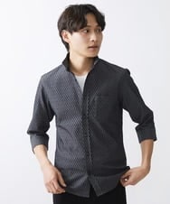 MKBFV63130 MK MICHEL KLEIN HOMME(MKミッシェルクランオム) 【日本製生地/ONOFF対応】七分袖シャツ/SOLOTEXフェザーへリンボン ダークグレー