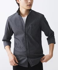 MKBFV63130 MK MICHEL KLEIN HOMME(MKミッシェルクランオム) 【日本製生地/ONOFF対応】七分袖シャツ/SOLOTEXフェザーへリンボン ダークグレー