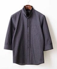 MKBFV63130 MK MICHEL KLEIN HOMME(MKミッシェルクランオム) 【日本製生地/ONOFF対応】七分袖シャツ/SOLOTEXフェザーへリンボン ダークグレー