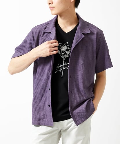 MKBGA03090 MK MICHEL KLEIN HOMME オープンカラーシャツ / シアーラッセル 
