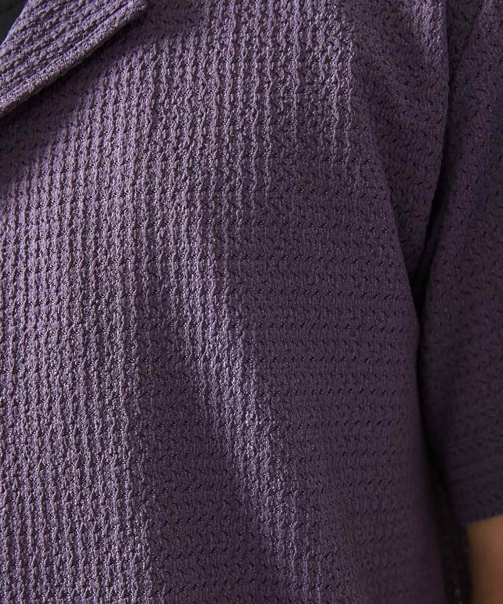 MKBGA03090 MK MICHEL KLEIN HOMME(MKミッシェルクランオム) オープンカラーシャツ / シアーラッセル  パープル