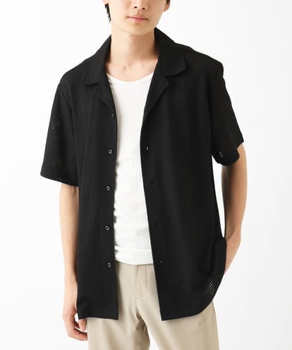 MKBGA03090 MK MICHEL KLEIN HOMME オープンカラーシャツ / シアーラッセル