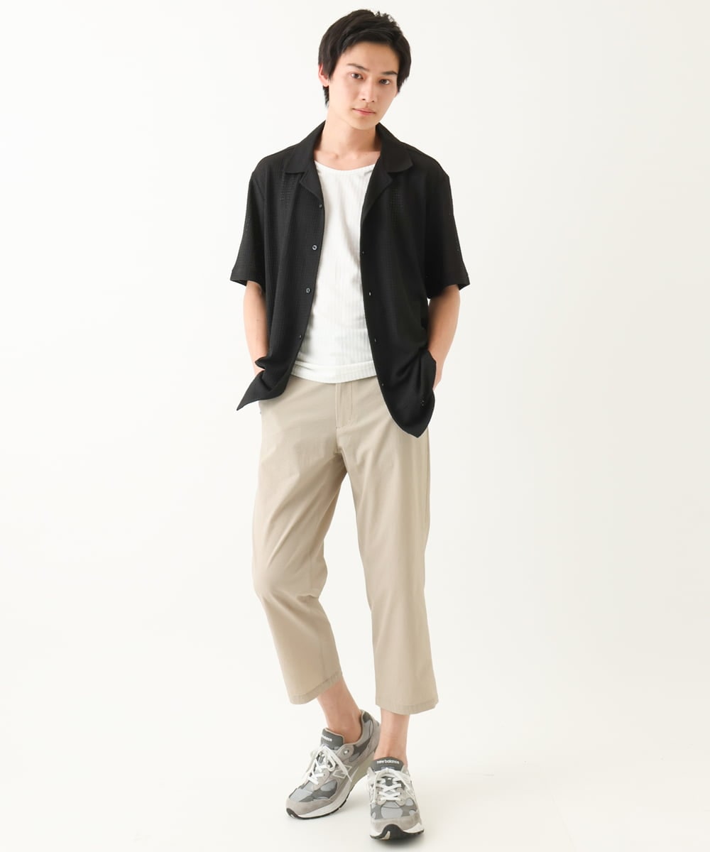 MKBGA03090 MK MICHEL KLEIN HOMME(MKミッシェルクランオム) オープンカラーシャツ / シアーラッセル  ブラック