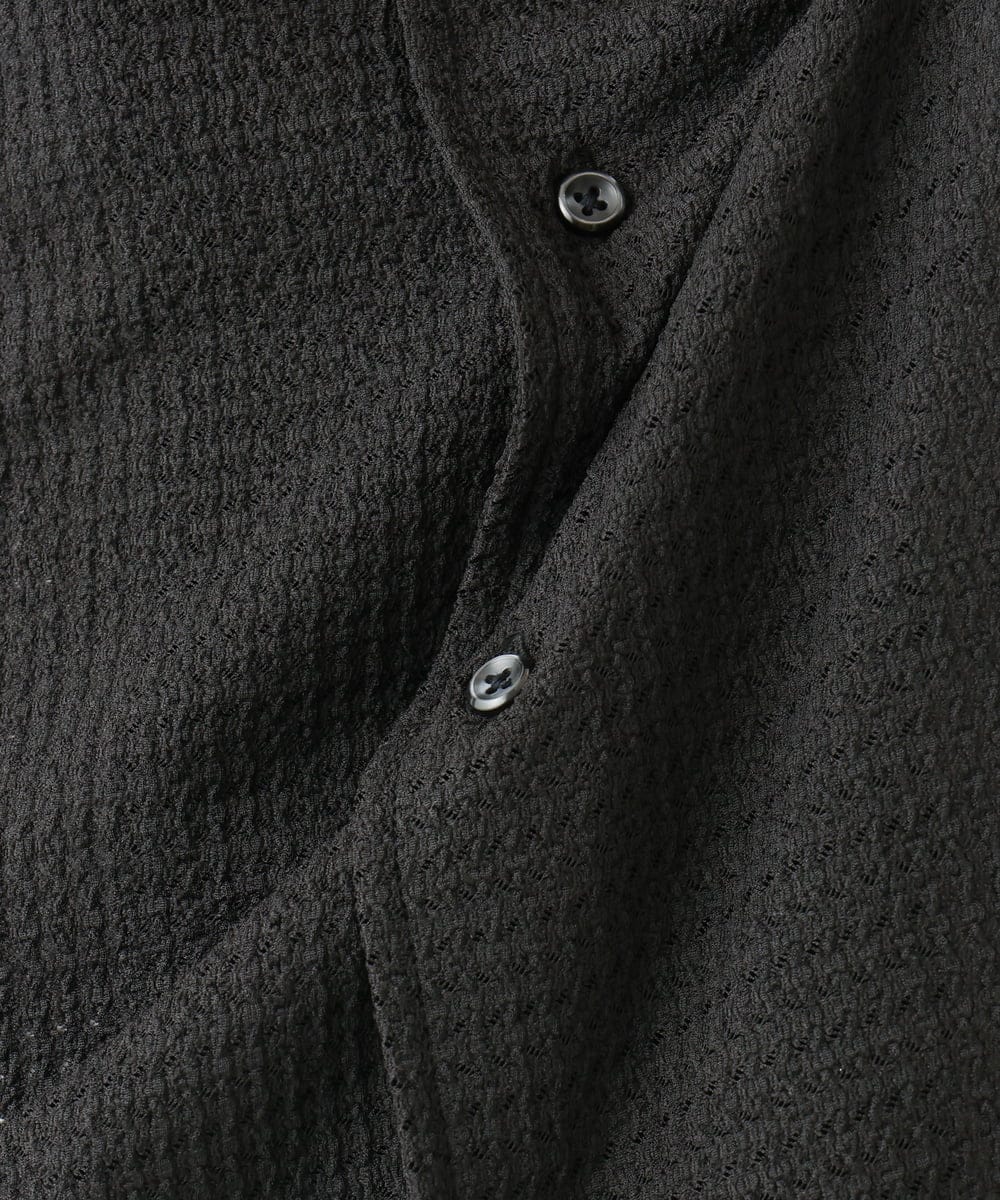 MKBGA03090 MK MICHEL KLEIN HOMME(MKミッシェルクランオム) オープンカラーシャツ / シアーラッセル  ブラック