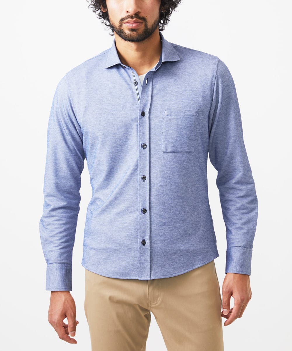 MKBGA50150 MK MICHEL KLEIN HOMME(MKミッシェルクランオム) PARINEカノコシャツ ブルー(55)