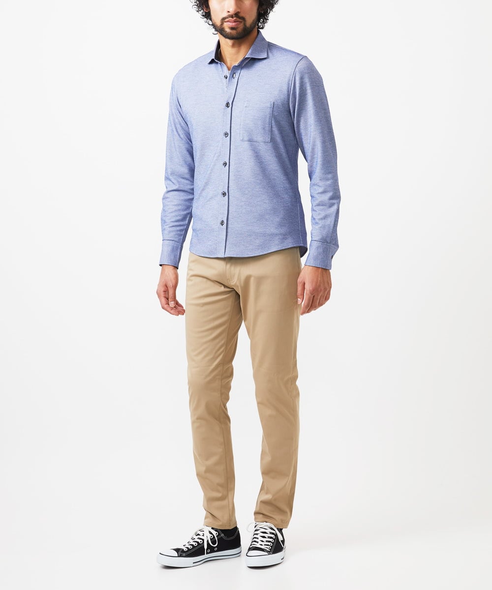 MKBGA50150 MK MICHEL KLEIN HOMME(MKミッシェルクランオム) PARINEカノコシャツ ブルー(55)