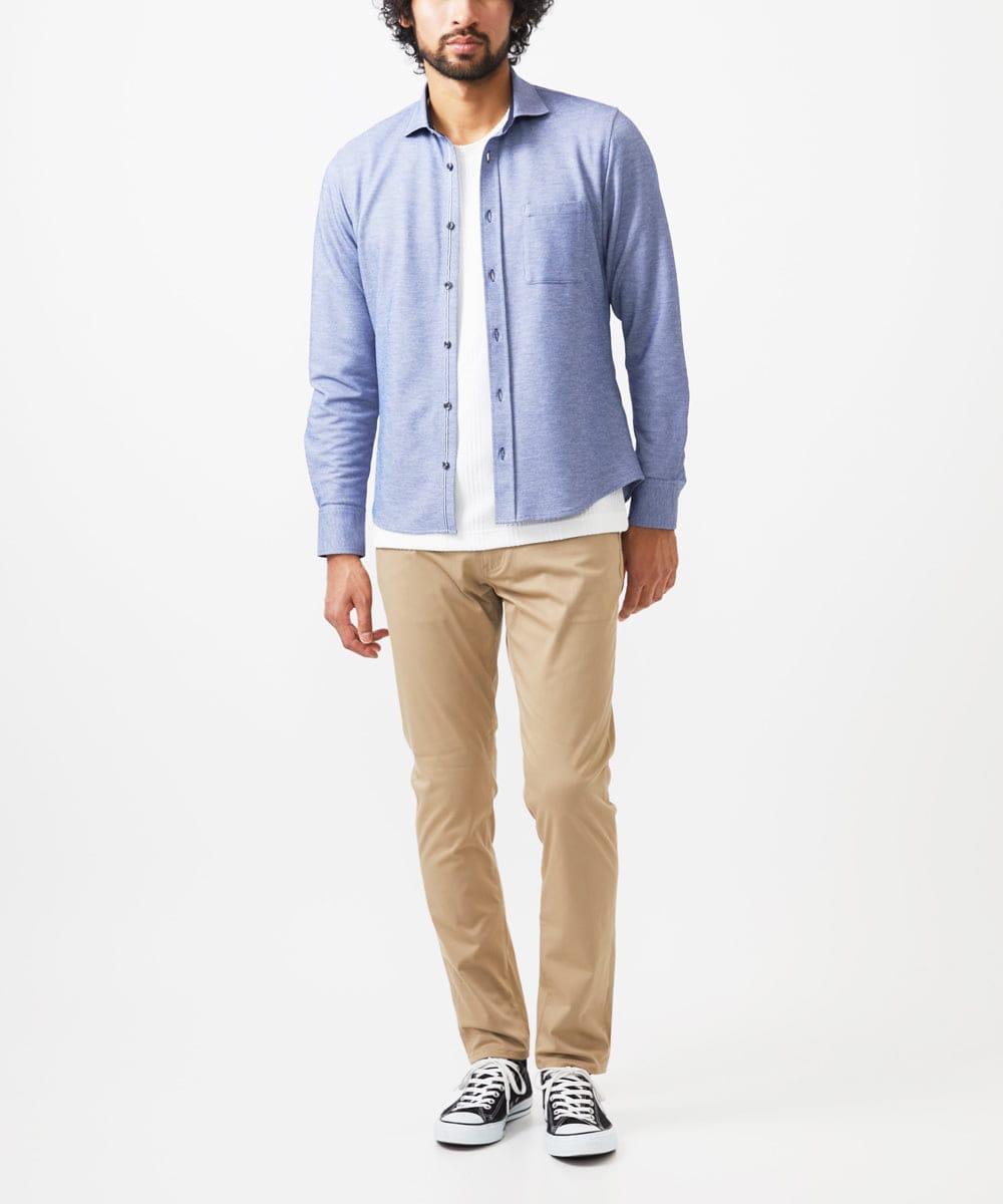 MKBGA50150 MK MICHEL KLEIN HOMME(MKミッシェルクランオム) PARINEカノコシャツ ブルー(55)