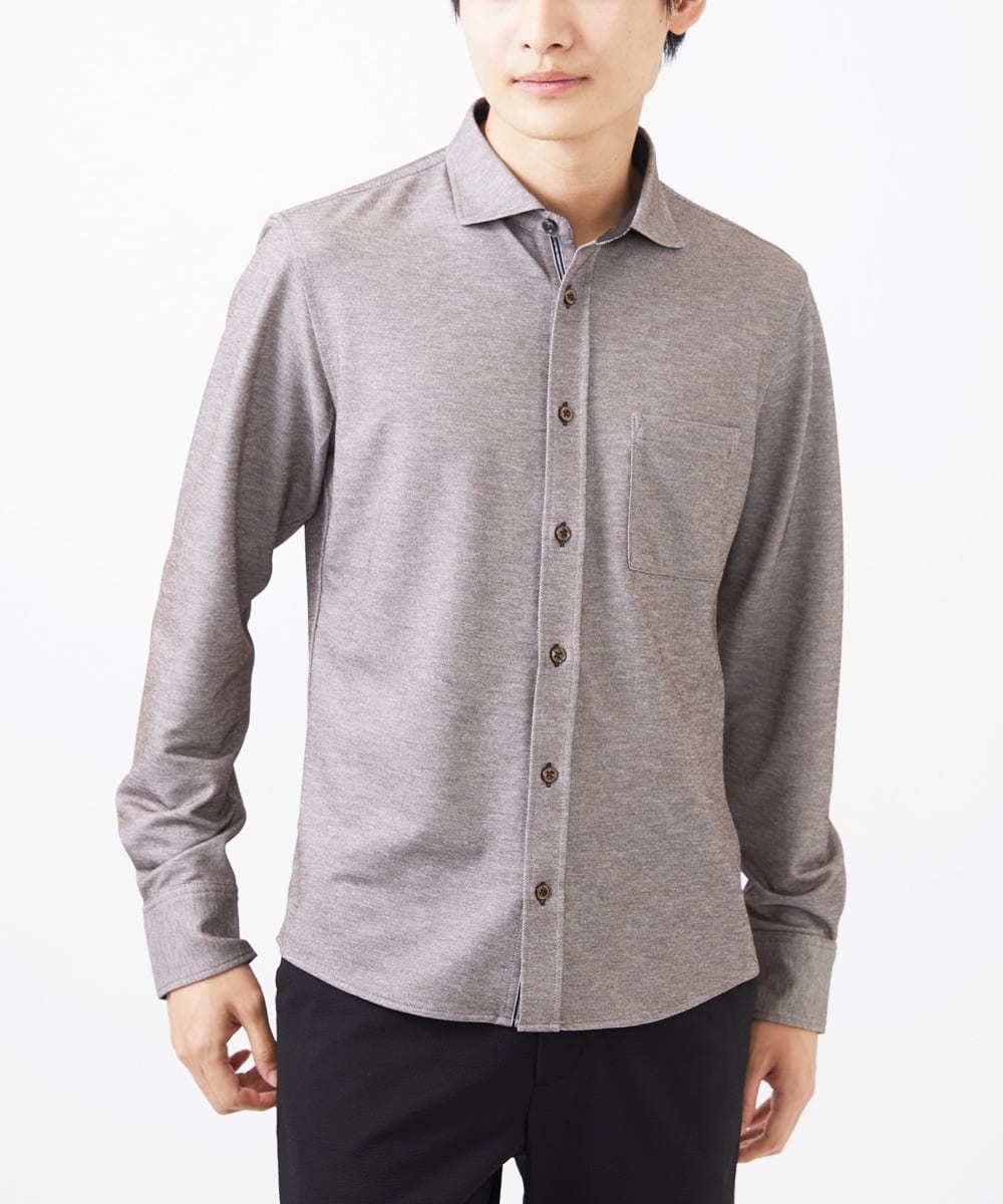 MKBGA50150 MK MICHEL KLEIN HOMME(MKミッシェルクランオム) PARINEカノコシャツ ベージュ（82）