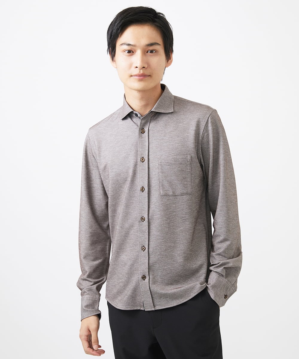 MKBGA50150 MK MICHEL KLEIN HOMME(MKミッシェルクランオム) PARINEカノコシャツ ベージュ（82）