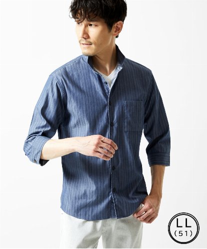 MKBGA54120 MK MICHEL KLEIN HOMME 【洗える】ドビーリバーシブル七分袖シャツ