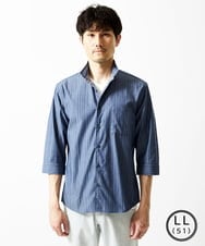 MKBGA54120 MK MICHEL KLEIN HOMME(MKミッシェルクランオム) 【洗える】ドビーリバーシブル七分袖シャツ ブルー