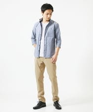 MKBGA57130 MK MICHEL KLEIN HOMME(MKミッシェルクランオム) 七分袖シャツ / シャドーバイヤスストライプ ネイビー