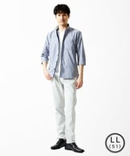 MKBGA57130 MK MICHEL KLEIN HOMME(MKミッシェルクランオム) 【日本製生地使用】シャドーバイヤスストライプ七分袖シャツ  ネイビー