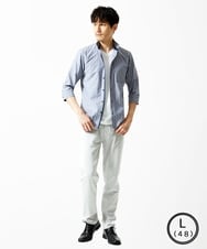 MKBGA57130 MK MICHEL KLEIN HOMME(MKミッシェルクランオム) 【日本製生地使用】シャドーバイヤスストライプ七分袖シャツ  ネイビー