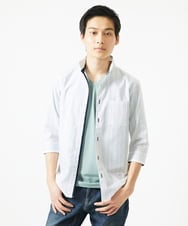MKBGA57130 MK MICHEL KLEIN HOMME(MKミッシェルクランオム) 七分袖シャツ / シャドーバイヤスストライプ ホワイト