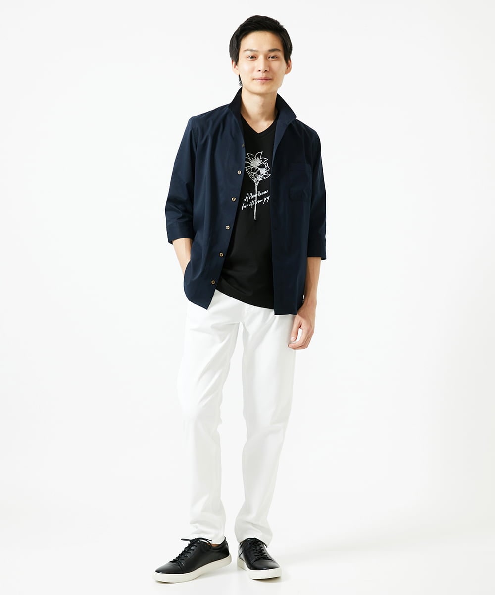 MKBGA60150 MK MICHEL KLEIN HOMME(MKミッシェルクランオム) イタリアンカラーシャツ / ドットエアー　 ネイビー