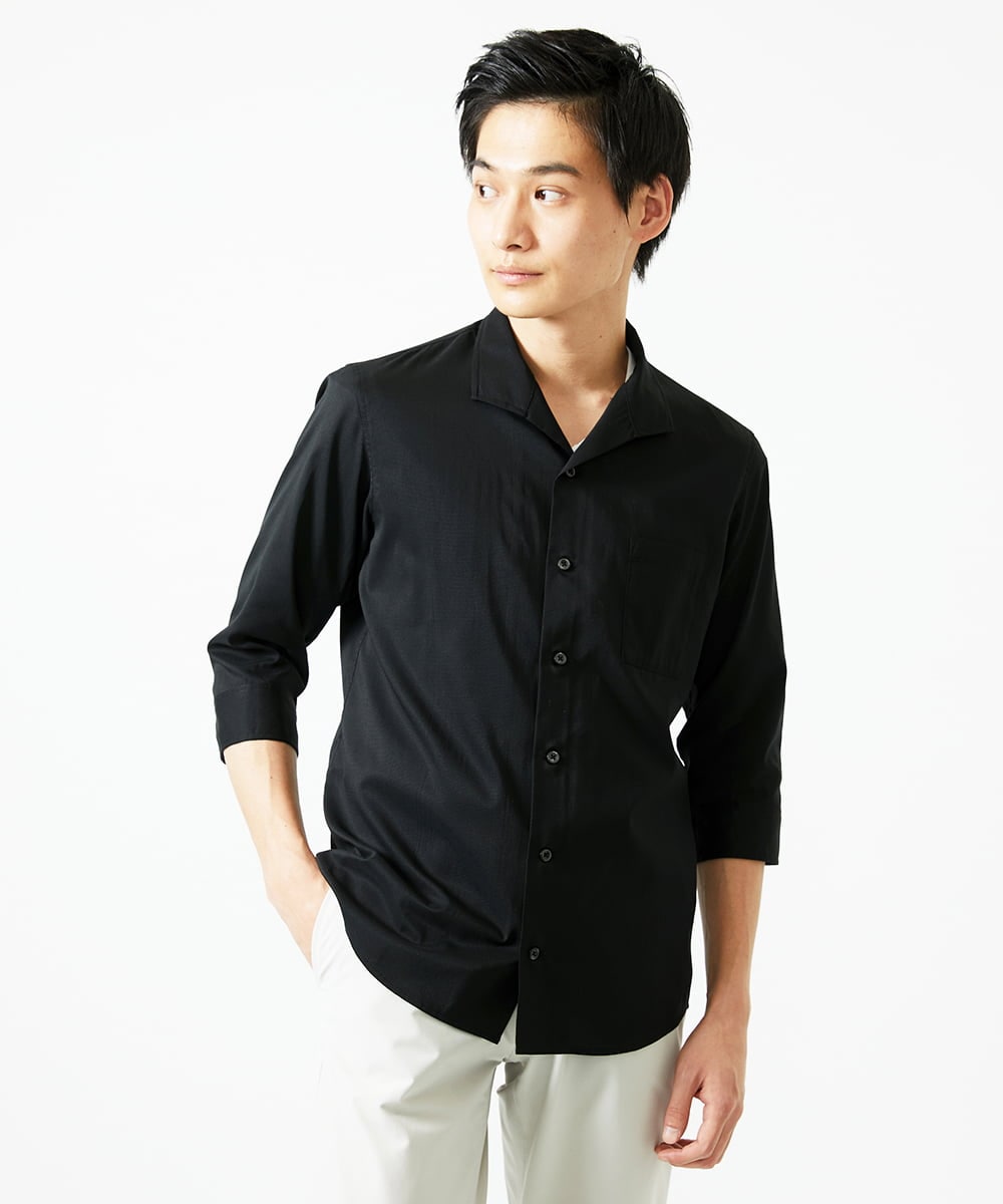 MKBGA60150 MK MICHEL KLEIN HOMME(MKミッシェルクランオム) イタリアンカラーシャツ / ドットエアー　 ブラック