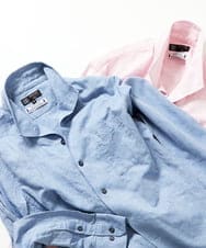 MKBGA64160 MK MICHEL KLEIN HOMME(MKミッシェルクランオム) スタンドカラーシャツ / フレンチリネンドビー ブルー