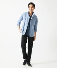 MKBGA64160 MK MICHEL KLEIN HOMME(MKミッシェルクランオム) スタンドカラーシャツ / フレンチリネンドビー ブルー