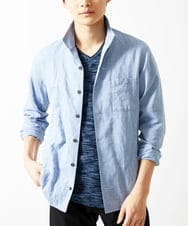 MKBGA64160 MK MICHEL KLEIN HOMME(MKミッシェルクランオム) スタンドカラーシャツ / フレンチリネンドビー ブルー