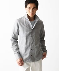MKBGA64160 MK MICHEL KLEIN HOMME(MKミッシェルクランオム) スタンドカラーシャツ / フレンチリネンドビー グレー