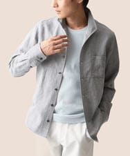 MKBGA64160 MK MICHEL KLEIN HOMME(MKミッシェルクランオム) 【Mサイズのみ！/残りわずか/在庫限り/洗える】フレンチリネンドビーシャツ長袖 グレー