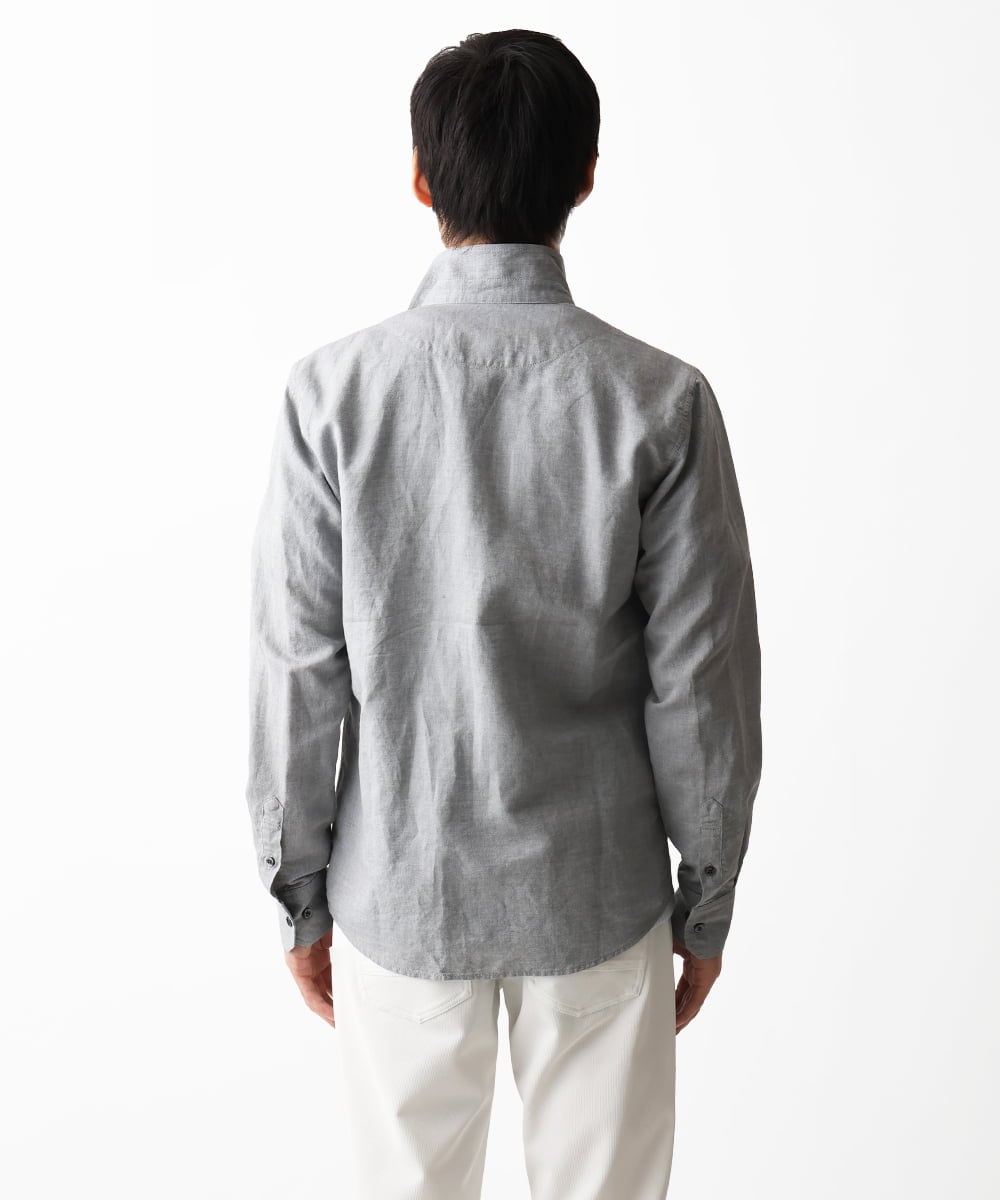 MKBGA64160 MK MICHEL KLEIN HOMME(MKミッシェルクランオム) スタンドカラーシャツ / フレンチリネンドビー グレー