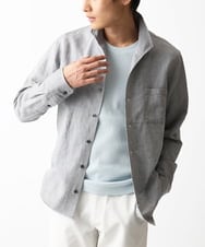 MKBGA64160 MK MICHEL KLEIN HOMME(MKミッシェルクランオム) スタンドカラーシャツ / フレンチリネンドビー グレー