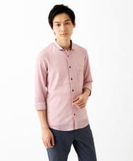 MKBGC21130 MK MICHEL KLEIN HOMME(MKミッシェルクランオム) 七分袖シャツ / 楊柳ストライプ ピンク
