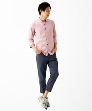 MKBGC21130 MK MICHEL KLEIN HOMME(MKミッシェルクランオム) 七分袖シャツ / 楊柳ストライプ ピンク