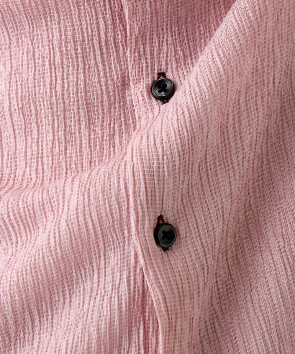MKBGC21130 MK MICHEL KLEIN HOMME(MKミッシェルクランオム) 七分袖シャツ / 楊柳ストライプ ピンク