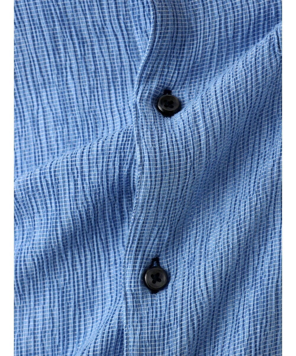 MKBGC21130 MK MICHEL KLEIN HOMME(MKミッシェルクランオム) 七分袖シャツ / 楊柳ストライプ ライトブルー