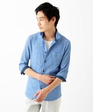 MKBGC21130 MK MICHEL KLEIN HOMME(MKミッシェルクランオム) 七分袖シャツ / 楊柳ストライプ ライトブルー