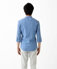 MKBGC21130 MK MICHEL KLEIN HOMME(MKミッシェルクランオム) 七分袖シャツ / 楊柳ストライプ ライトブルー